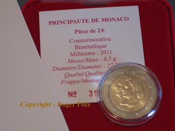 2 Euro 2011 Monaco Hochzeit Albert en Charlene im Etui mi..., Postzegels en Munten, Verzenden