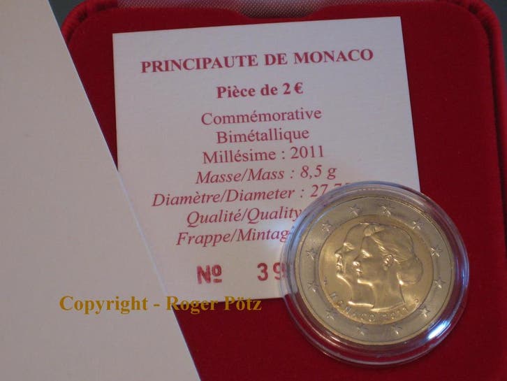 2 Euro 2011 Monaco Hochzeit Albert en Charlene im Etui mi..., Postzegels en Munten, Munten | Europa | Euromunten, Verzenden