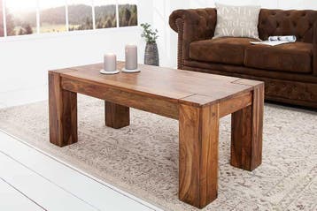 Massief houten salontafel MAKASSAR 100cm Sheesham unieke, Huis en Inrichting, Tafels | Salontafels, Ophalen of Verzenden, Nieuw