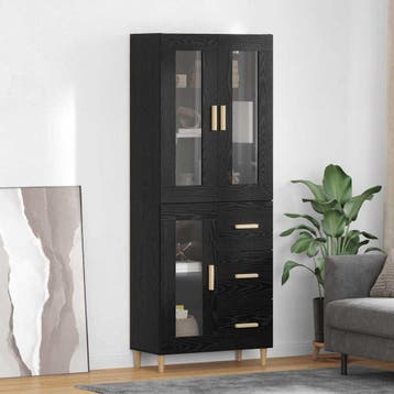 vidaXL buffetkast Zwart Eiken 69,5 x 34 x 180 cm Bewerkt, Minder dan 50 cm, Verzenden, Nieuw, Minder dan 100 cm