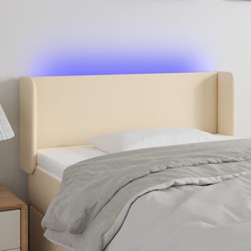 vidaXL Hoofdbord LED 83x16x78/88 cm stof crèmekleurig, Verzenden, Nieuw, Crème, Stof