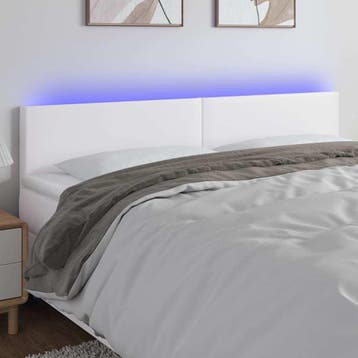 vidaXL Hoofdbord LED 200x5x78/88 cm kunstleer wit, Verzenden, Nieuw, Wit, Overige materialen