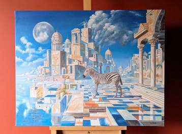 Wilhem von Kalisz - The City of Tomorrow (100% hand-painted,, Antiek en Kunst