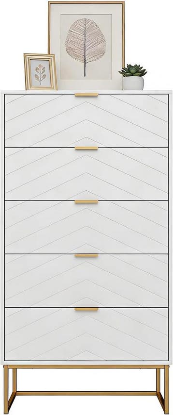 Commode - Dressoir - Ladekast - 60x34x110 cm - Wit - UEV, Verzenden, Zo goed als nieuw
