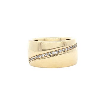 Gouden ring met diamant 14 karaat, Verzenden, Zo goed als nieuw, Goud