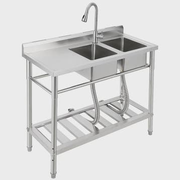 RVS Dubbele Spoelbak met Kraan - Professionele Werkbank Spoe, Verzenden, Nieuw in verpakking