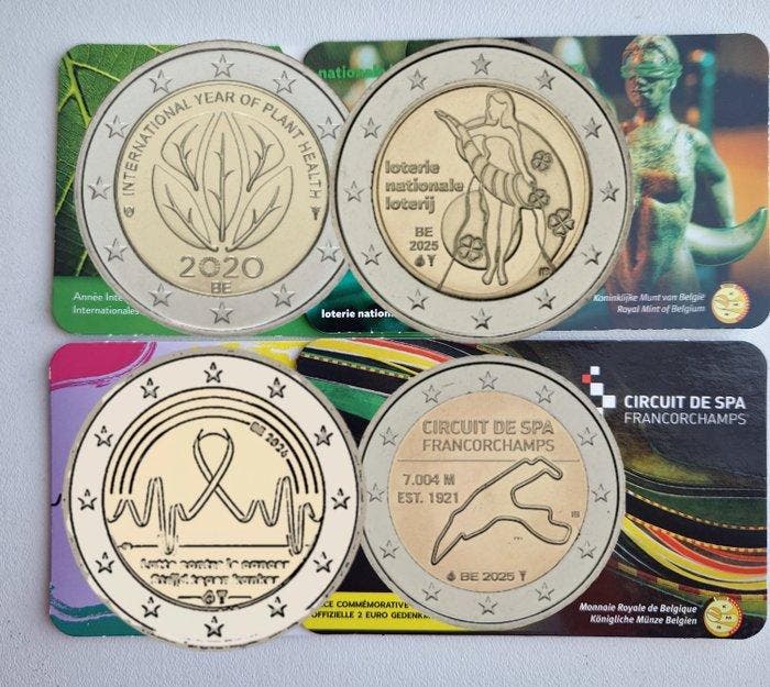 België. 2 Euro 2020/2025 (4 coincards) (Zonder minimumprijs), Postzegels en Munten, Munten | Europa | Niet-Euromunten