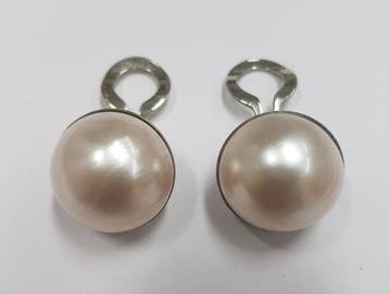 Oorbellen - 18 karaat Witgoud Parel - Vintage, klassieke, Nieuw