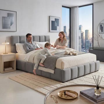 Bedset met gestoffeerd bed en matras, Verzenden, Nieuw