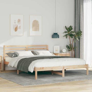 vidaXL Bedframe met hoofdeinde Bruin 160 x 210 cm Massief, Verzenden, Nieuw, Bruin, Hout