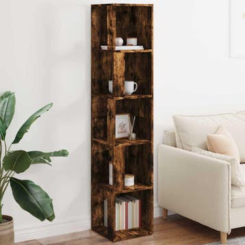 vidaXL Hoekkast 33x33x164,5 cm bewerkt hout gerookt, Verzenden, Nieuw