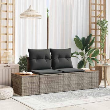 vidaXL Tuinbank Grijs 184 x 62 x 85cm poly rattan, Verzenden, Nieuw, Rotan