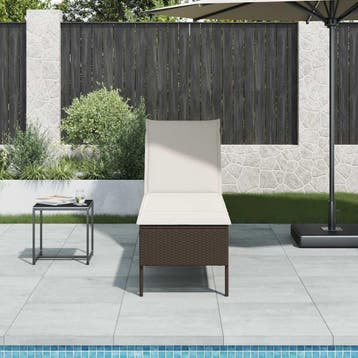 vidaXL Ligstoel met kussen bruin 55x200x44cm polyrotan, Verzenden, Nieuw