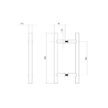 Intersteel Deurgrepen per paar T-vorm 1000x80x30 HoH 800mm -, Verzenden, Nieuw