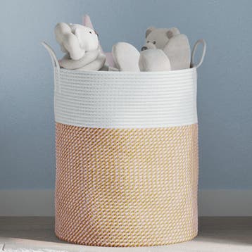 vidaXL Opbergmand Ø 38x46 cm katoen bruin en wit, Verzenden, Nieuw