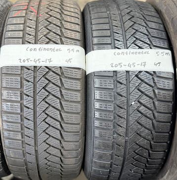 2x 205-45-17 Continental Winter 2x 5.5mm €45 PST 205 45 17, Auto-onderdelen, Banden en Velgen, Ophalen, Gebruikt, 17 inch, Band(en)
