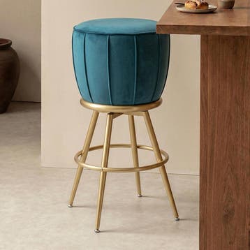 *WOONWINKEL* Kare Design After Work Barkruk Fluweel Blauw, Verzenden, Nieuw