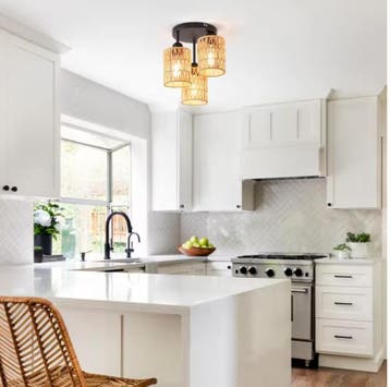 Boho Rotan Plafondlamp – Handgeweven Hanglamp 3 Kappen, Huis en Inrichting, Lampen | Hanglampen, Verzenden, Nieuw