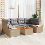 vidaXL Tuin Sofa Set met kussen met opslag 6 pcs Beige Poly, Verzenden, Nieuw, Rotan