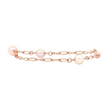 Rosegouden armband met parels 18-20.5 14 karaat, Verzenden, Zo goed als nieuw, Goud