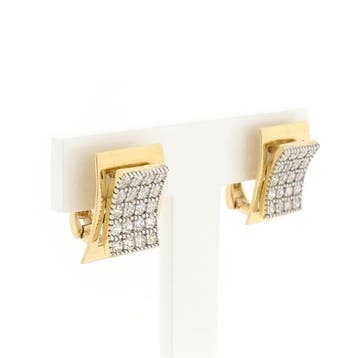 Gouden oorstekers met zirconia (Oorbellen), Sieraden, Tassen en Uiterlijk, Oorbellen, Gebruikt, Overige kleuren, Ophalen of Verzenden