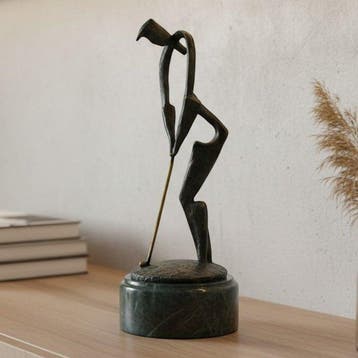 Monogram H - sculptuur, Modernist Golfer - 30 cm - Brons,, Antiek en Kunst