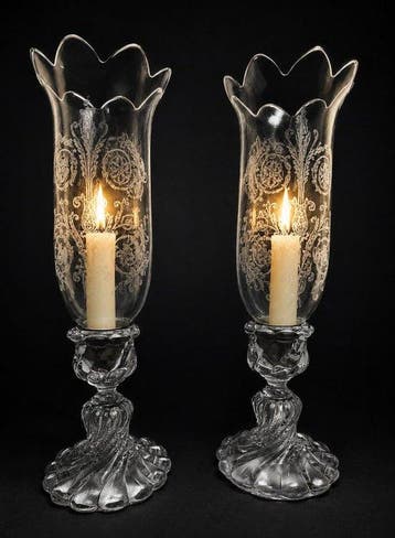 Baccarat - Kandelaber bamboe (2) - Kristal, Antiek en Kunst
