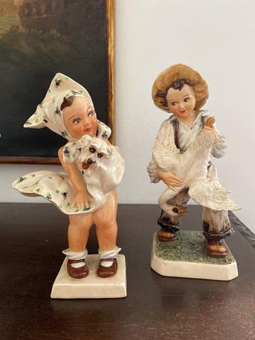 Carlo Mollica - Carlo Mollica - Figuur - Bambina con cane e, Antiek en Kunst, Antiek | Glas en Kristal