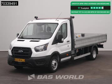 Ford Transit 170pk Open Laadbak Dubbellucht Airco Trekhaak V, Stof, Gebruikt, Euro 6, Wit