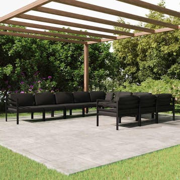 vidaXL 10-delige Loungeset met kussens aluminium, Verzenden, Nieuw, Aluminium, Loungeset