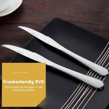 HI NATURE™ Steakmessen 6 Stuks RVS | Vleesmessen, Messenset,, Ophalen of Verzenden, Zo goed als nieuw