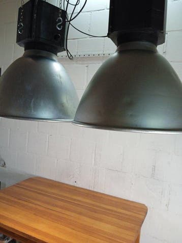 Plafondlamp (2) - Vintage-fabriekslamp - Aluminium, Staal,