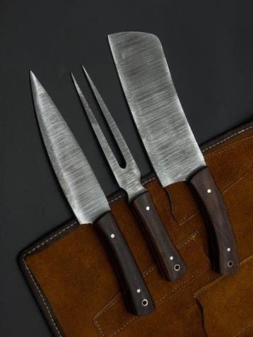 Japanese Style Kitchen Knife SET With Leather BAG Included -