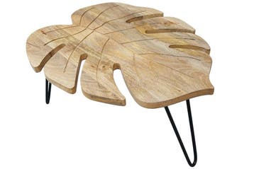 Koffietafel LEAF 75cm met haarpinpoten mangohout naturel -, Ophalen of Verzenden, Nieuw