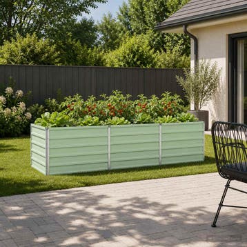 vidaXL Verhoogd Tuinbed Pastelgroen 240 x 80 x 55 cm, Verzenden, Nieuw, Metaal, 60 tot 100 cm