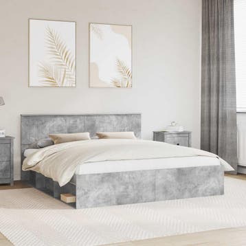 vidaXL Bedframe Beton 180 x 200 cm Massief grenenhout, Verzenden, Grijs, Hout, Nieuw