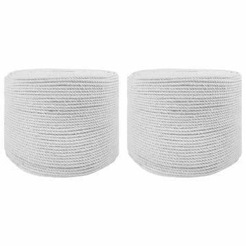 vidaXL Katoen Touw 2 st 2 mm 100 m Wit 100% Katoen, Verzenden, Nieuw