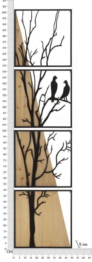 WANDPANEEL VOGEL IJZER HOUT SET 4 STUKS 50X2X200 (50X2X50), Huis en Inrichting, Woonaccessoires | Overige, Ophalen of Verzenden