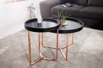 Extravagante salontafel MODULAR 60cm mat zwart koper rond, Ophalen of Verzenden, Nieuw