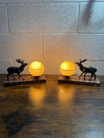 Tafellamp (2) - Marmer, Brons - Art Deco-lampen, Antiek en Kunst, Antiek | Lampen