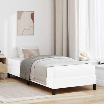 vidaXL Bedframe met matras Puur Wit 90 x 190 cm Stof, Verzenden, Nieuw, Wit, Stof