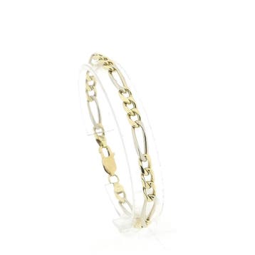 Bicolor gouden Figaro schakelarmband, Ophalen of Verzenden, Gebruikt, Goud, Goud
