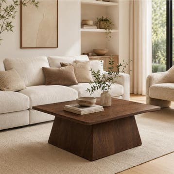 Salontafel Skagen 80x80x33cm Walnoot mango, Huis en Inrichting, Tafels | Salontafels, Ophalen of Verzenden, Nieuw