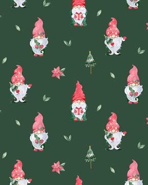 Poplin Katoen Kerstkabouters Groen, Nieuw, Groen