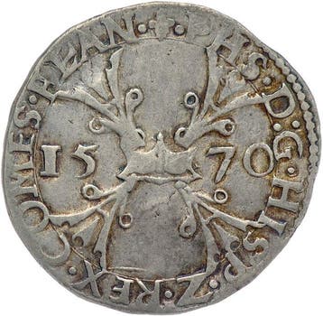 Spaans-Nederland Filips II. 1/4 Burgundian Rijksdaalder mm.
