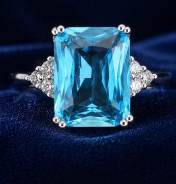 Regency 925 sterling zilver aquamarijn kristalring - Ring, Nieuw