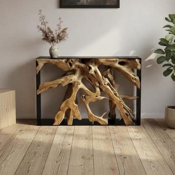 Sidetable Camiel boomstam teak | World of Brosi, Ophalen of Verzenden, Nieuw