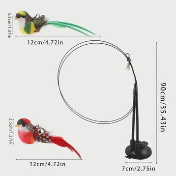 Interactieve Katten Speelstok met Dubbele Vogel en Sterke Zu, Verzenden, Nieuw