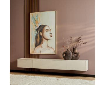 Zwevend tv meubel Vision Zand  Mangohout 240 cm, Ophalen of Verzenden, Nieuw