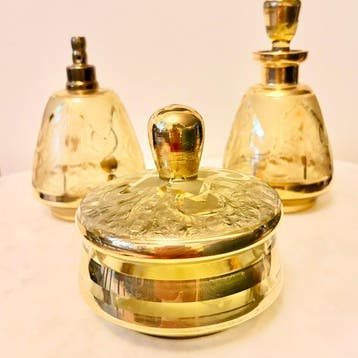 Cosmetische flacon (3) - Goud - Vintage glazen set